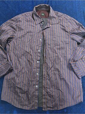Hugo Boss Men’s Striped Dress Shirt - Blue and Pink